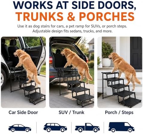 Collapsible Dog Steps for Car Truck SUV, 5-Steps Folding Dog Stairs - Image 4