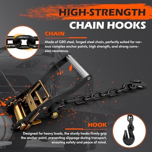 4 Pack Car Tie Down Straps for Trailers, Lasso Wheel Strap 9900LBS Break - Image 4