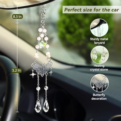 Car Rear View Mirror Accessories Car Hanging Ornament, Butterfly Boho Rearview - Image 3