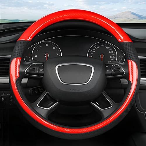 Moly Magnolia 15 Inch Car Steering Wheel Cover, Bright Black/Red - Image 6