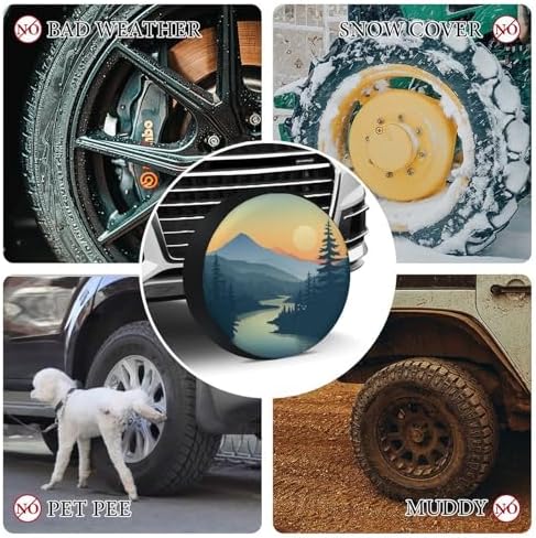 Camping Spare Tire Cover 17 Inch Mountain Adventure Camping Wheel Protectors - Image 7