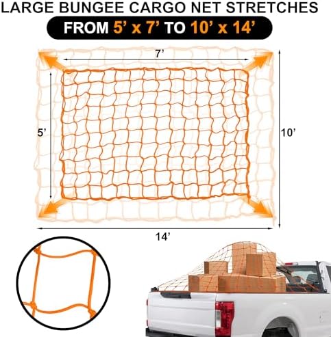 Seven Sparta 5’ x 7’ Bungee Cargo Net Stretches to 10' x 14' - Image 2