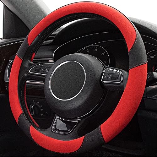 Red Steering Wheel Cover with Microfiber Leather - Image 3
