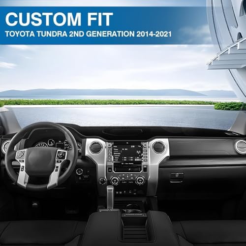 KUST Black Dash Cover for 2014-2021 Toyota Tundra Truck Non-Slip Dashboard - Image 3