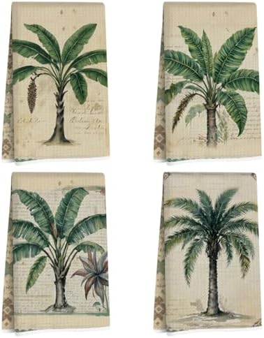 Lovdazzles 4 Pcs Vintage Palm Tree Kitchen Towels Decorative Tea Towel by Lovdazzles