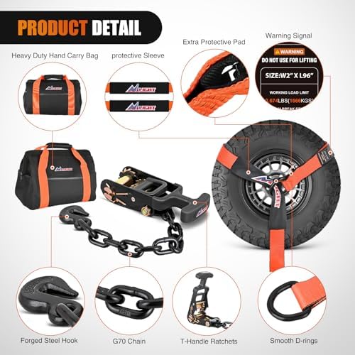 Nilight 2" x 96" Lasso Style Car Tie Down Straps - Image 2