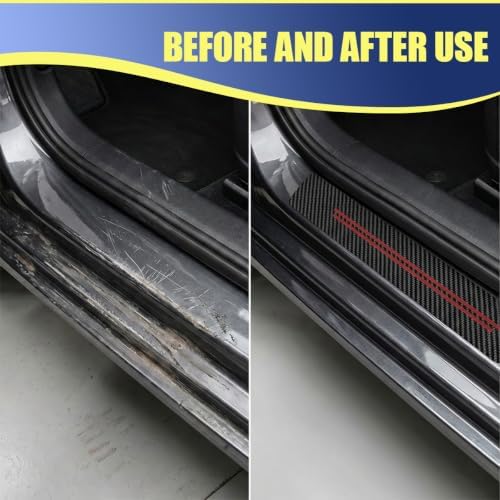 9PCS Carbon Fiber Car Door Entry Guard Sill Protector Cover - Image 5