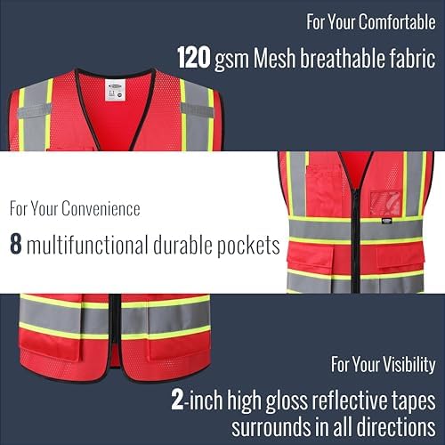 JKSafety Safety Vest for men women Hi Vis Vest - Image 4