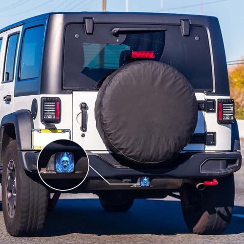 Swono Skulls Hitch Covers 2 Inch, Evil Smoke Skull Blue Fire Skeleton Ghosts - Image 6