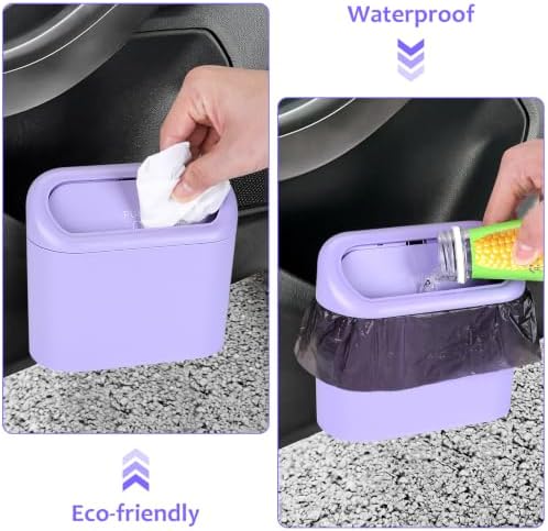 Accmor Car Trash Can with Lid, Mini Vehicle Garbage Can with 30 Trash Bags - Image 4