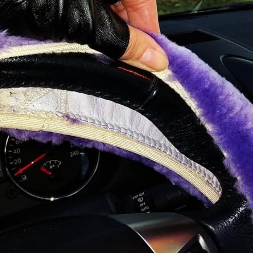 OGLAND Fuzzy Sheepskin Car Steering Wheel Cover - Image 4