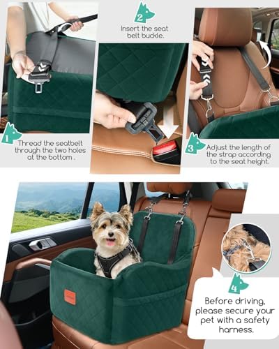 Lealchum Dog Booster Car Seat for Small/Medium Dogs, 6in Elevated Cushion - Image 3