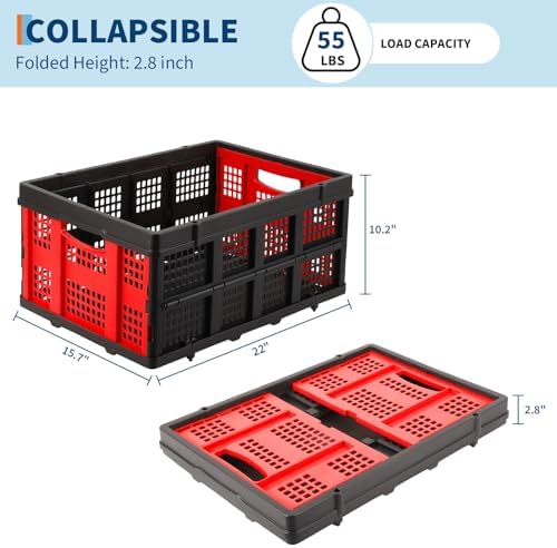 Garvee Collapsible Crate, 55L Foldable Plastic Milk Storage Crate - Image 4