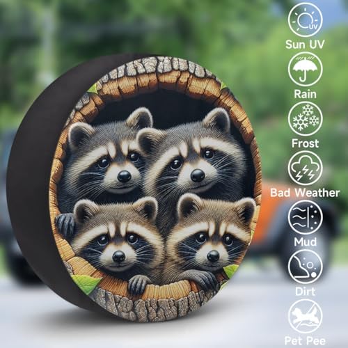 Raccoon Spare Tire Cover 14in Spare Wheel Covers Tire Storage Cover - Image 3