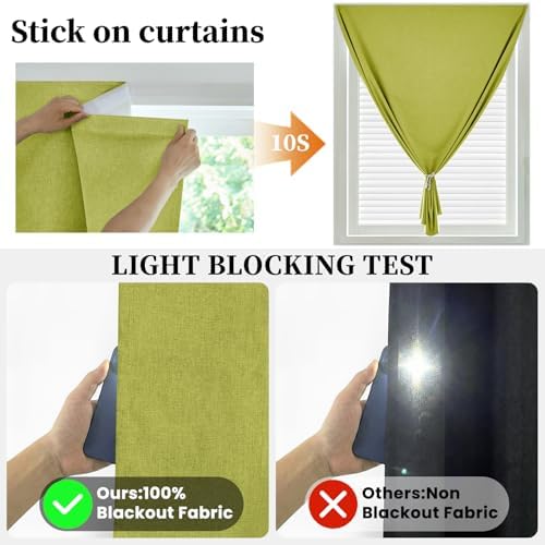 100% Blackout Magic Tape Stick On Curtains Window Shades Pull Down Blackout - Image 2