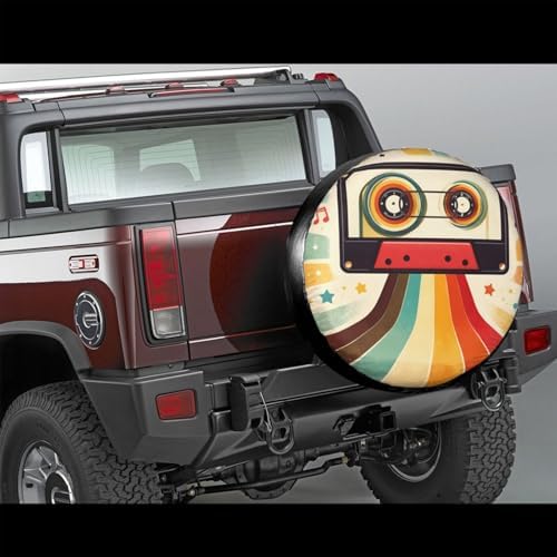 Spare Tire Cover，Retro Disco Tape Camper Spare Tire Cover Waterproof Sun - Image 2