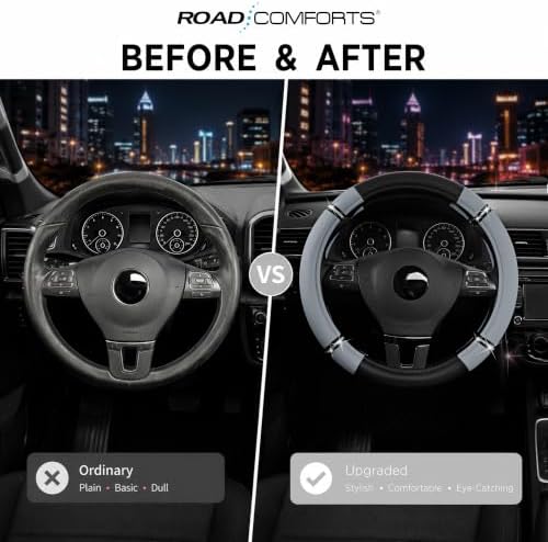 Road Comfort Leather Steering Wheel Cover – Premium Anti-Slip Car Steering - Image 3