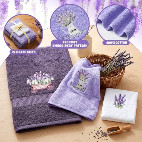 Peryiter 3 Pack Lavender Decorative Bath Towel Set - Image 3