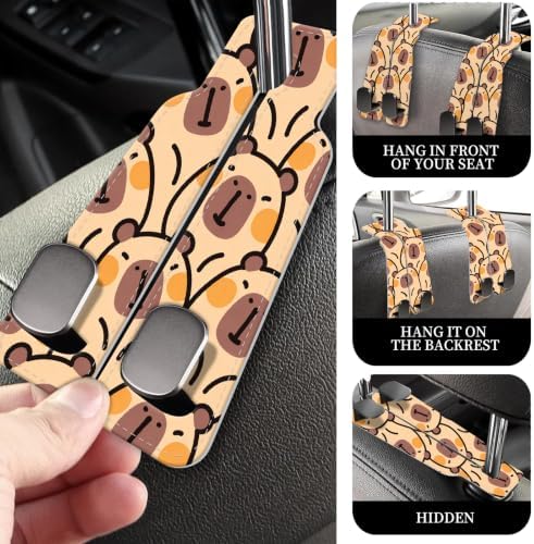 PU Leather Car Seat Hook, Storage Headrest Hanger, Cute Car Backseat Organizer - Image 2
