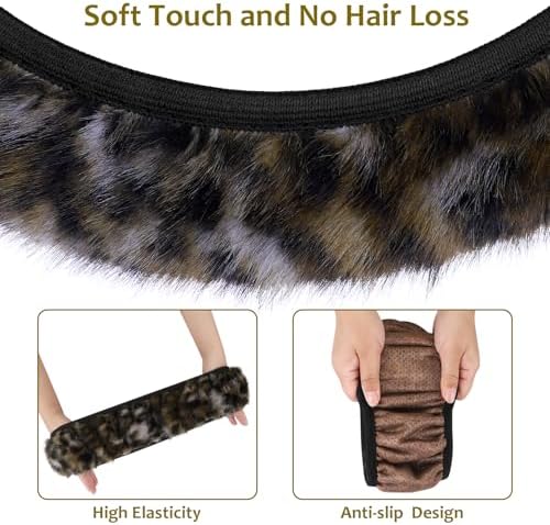 Accmor Fuzzy Steering Wheel Cover, Leopard Fluffy Car Wheel Cover - Image 4