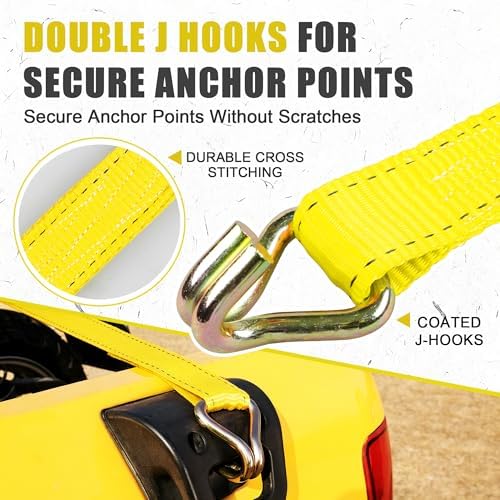 AWELCRAFT 1.5in x 15ft Ratchet Straps 4 Pack, 4500lbs Heavy Duty Tie Downs - Image 5