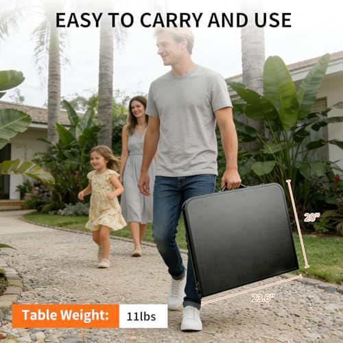 Folding Camping Table 3.3Ft X 2Ft, Aluminum Portable Adjustable Fold Table - Image 3