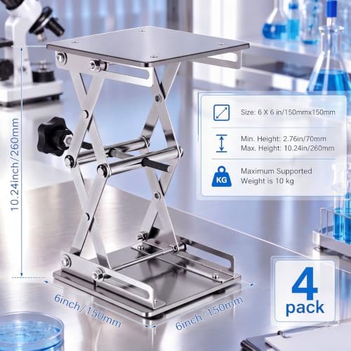 4 Pcs 6 x 6 Inches Laboratory Scissors Jack Lab Lift Platform - Image 2