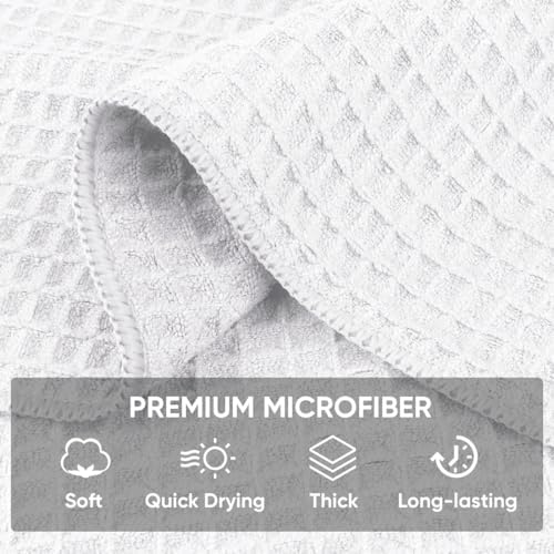 HOMEXCEL White Waffle Weave Microfiber Towel, 10PK 12x12 in Waffle Towels - Image 3