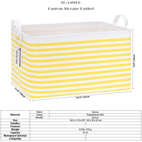 Sea Team Large Rectangle Open-Top Canvas Storage Basket - Image 6