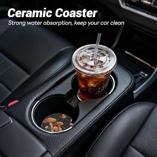 2 Pack Ceramic Car Coasters for Cup Holder, 2.56 in Anti Slip Absorbent Coaster - Image 2