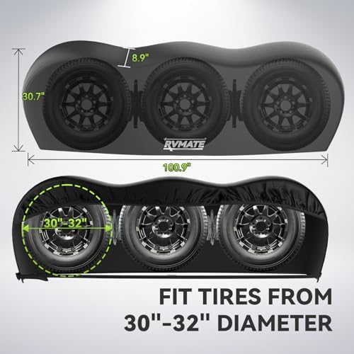 RVMATE Triple Axle Tire Covers, Fits 30"-32" Diameter Tires, 2 Pack - Image 3