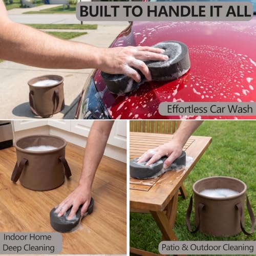 3-Piece Swirl-Free Car Wash Kit Dirt Trap Insert Collapsible Bucket Sponge - Image 7