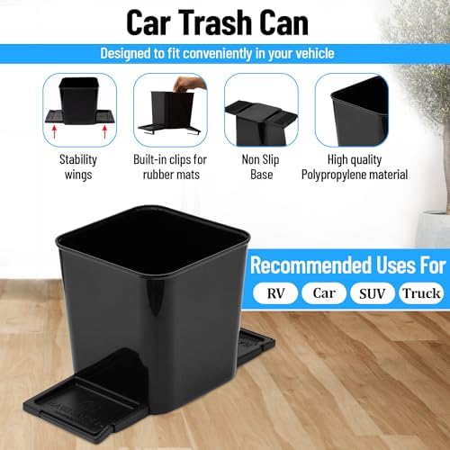 Car Trash Can with Stability Wings – Leakproof Portable Garbage Bin - Image 3