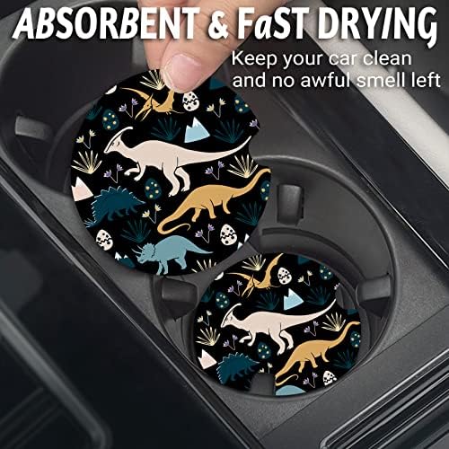 Yonlevres Car Coasters for Cup Holders，Dinosaur, 2 Pack - Image 2
