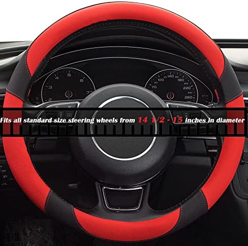 Red Steering Wheel Cover with Microfiber Leather - Image 4