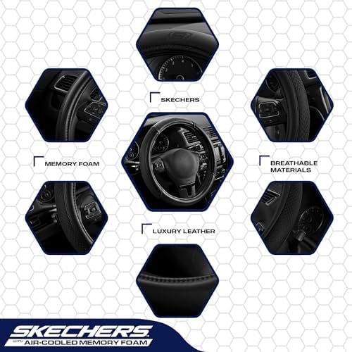 Skechers Air-Cooled Steering Wheel Cover, Leather Car Steering Wheel Cover - Image 3