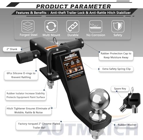 AUTMATCH Trailer Hitch Ball Mount - Image 4