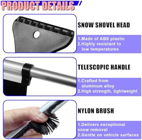 Snow Brush with Ice Scrapers for Car Windshield, Extendable 33.5" Winter Snow - Image 4