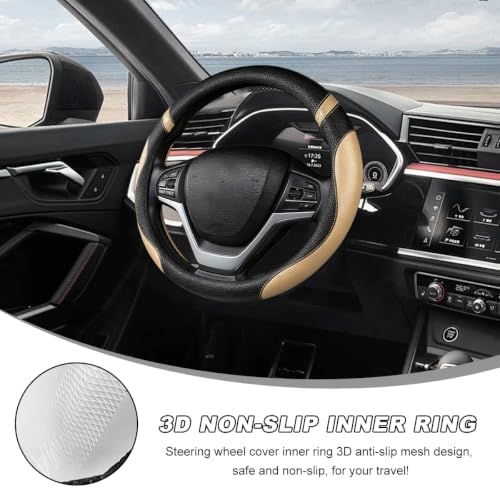 Car Steering Wheel Cover, 15 Inch Premium Leather Breathable Non-Slip Wheels - Image 5