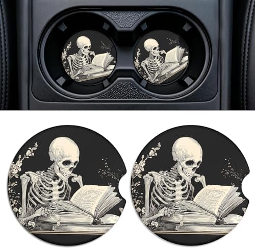 Car Cup Holder Ceramic Coasters 2 Pack, 2.56 in Anti Slip Absorbent Coaster by Rueneaj