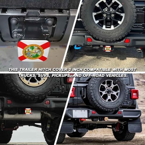 Florida State Flag Tow Hitch Covers Heavy Duty Rubber Trailer Hitch Cover 2" - Image 5