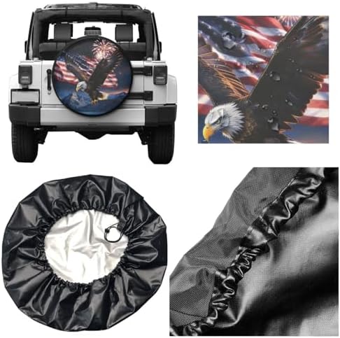 PVC Leather Spare Tire Covers for Trailers, Funny American Bald Eagle USA Flag - Image 5