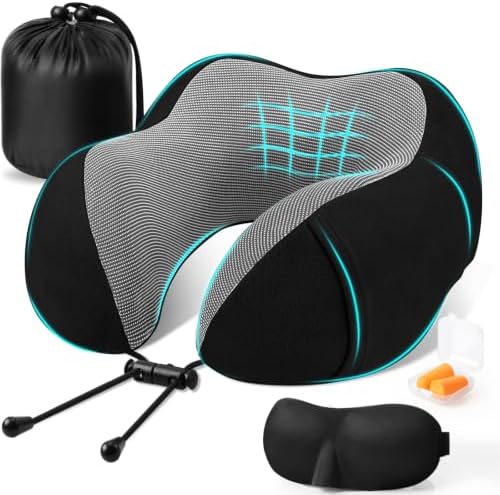 CloudBliss Neck Pillow for Airplanes, Memory Foam Travel Pillow by CloudBliss