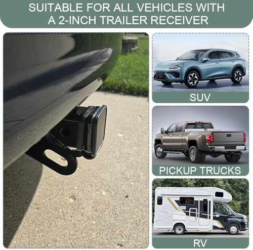 2 Inch Trailer Hitch Covers, Heavy Duty Tow Hook Dust Plug Cap, Rubber Receiver - Image 6