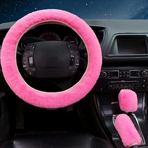 7PCS Set car Interior Aesthetic Accessories, Fluffy 15 inch Steering Wheel Cover - Image 2