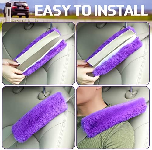Boao 4 Pack Sheepskin Seat Belt Cover Shoulder Pad - Image 5