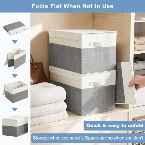 Bagnizer Large 22 Quart Linen Fabric Foldable Storage Bin Cube Organizer Basket - Image 7