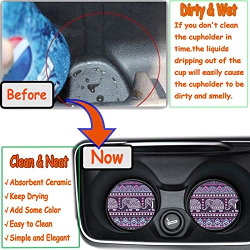 Small 2.56" Absorbent Car Coasters 2 Pack, Auto Cup Holder Accessories - Image 4