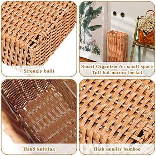 Weysat Woven Umbrella Stand for Entryway Handmade Umbrella Holder Freestanding - Image 5