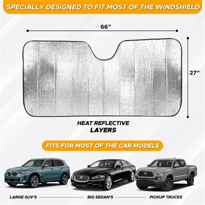 EcoNour Accordion Foldable Windshield Sun Shade | Jumbo Sun Visor - Image 5